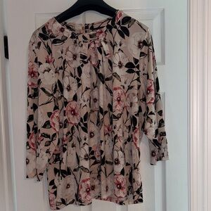 Karl Lagerfeld Black and Pink Floral Blouse